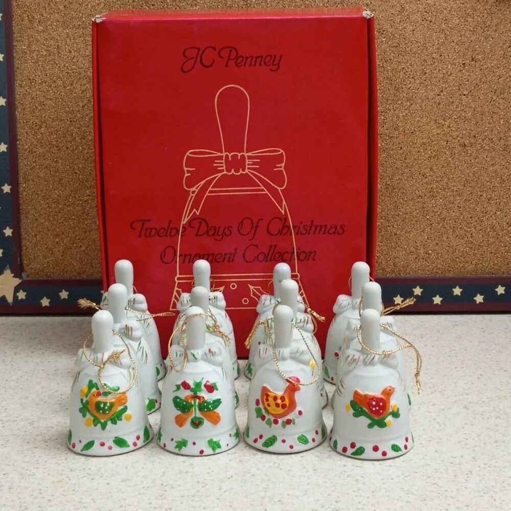JC Penney Vintage 12 Days of Christmas Ringing Holiday Bell Ornaments
